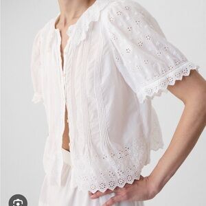 GAP x Doen White Eyelet Lace Blouse